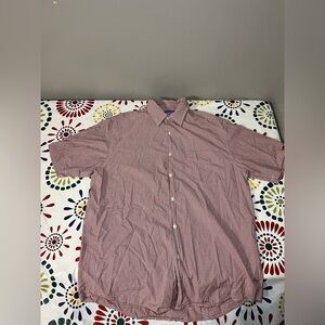 Nautica Men’s Dress Shirt Large Red Checkerboard Pattern